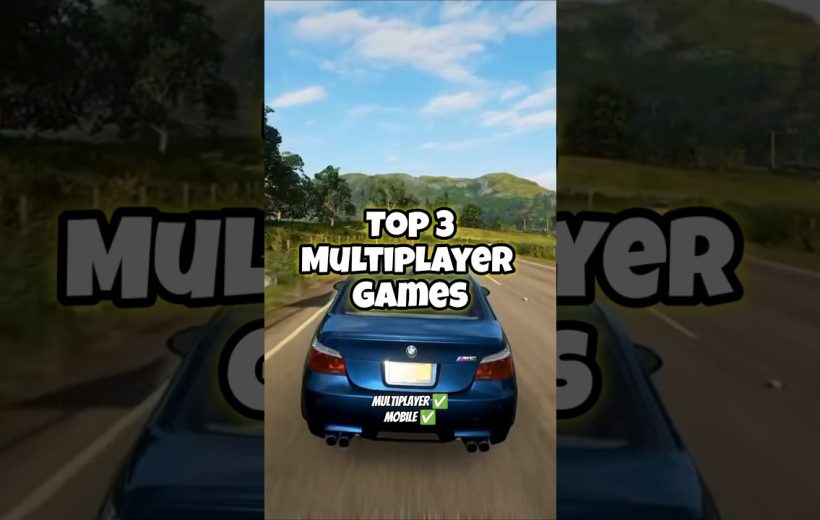Blue sports car driving on country road with "Top 3 Multiplayer Games" text overlay