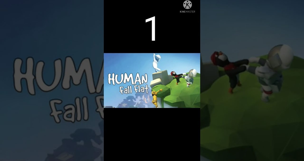 Colorful Human: Fall Flat game title card showing cartoon characters clinging to cliff edge