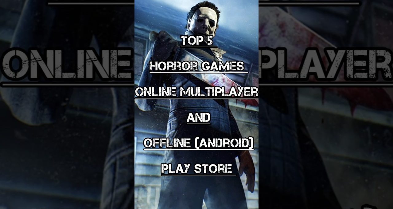 Masked killer holding bloody machete with text listing top five horror games