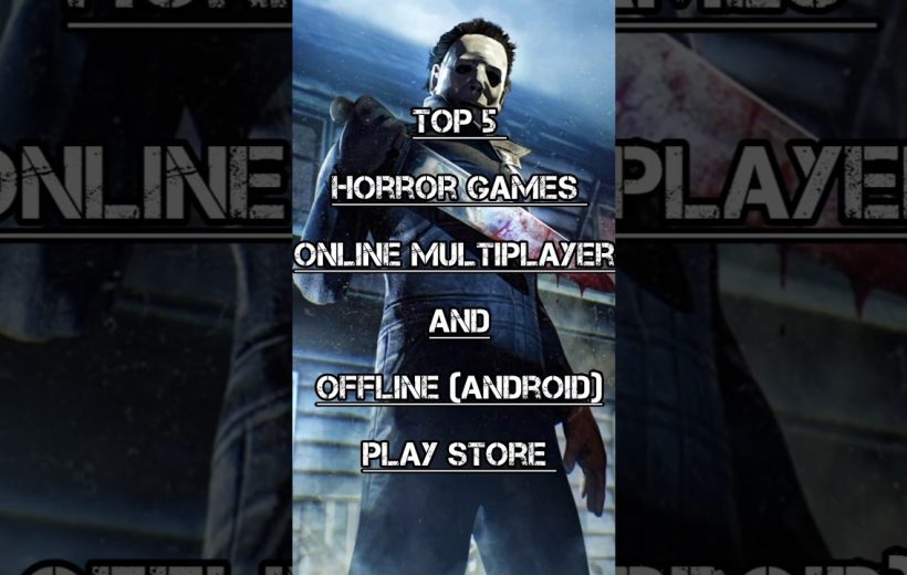 Masked killer holding bloody machete with text listing top five horror games