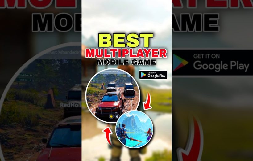 Bold poster promoting a multiplayer mobile game with vehicle and island combat scenes