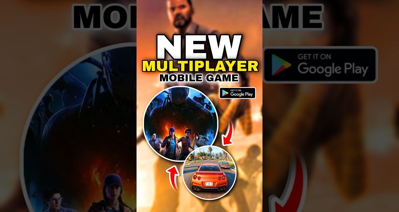 Bold poster showing a new multiplayer mobile game with characters and a racing scene