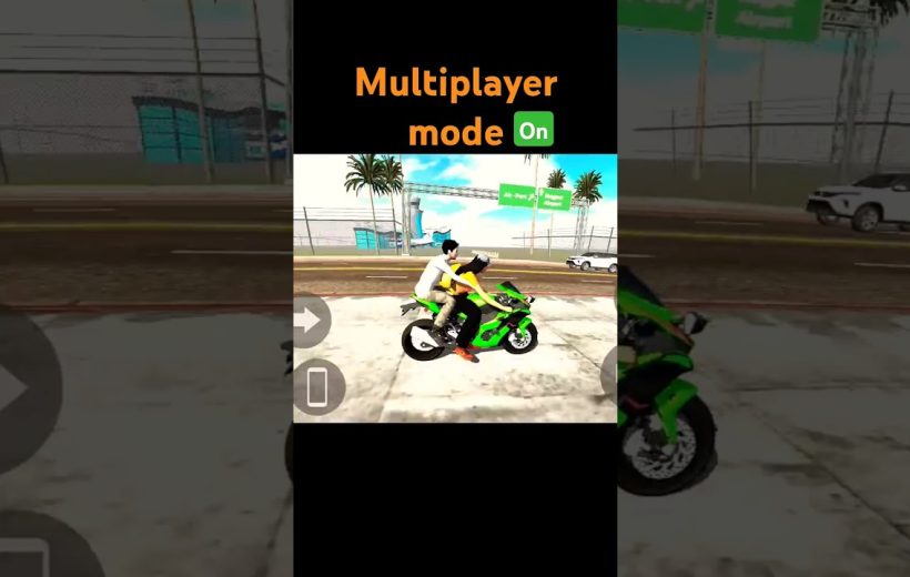 Two players riding a green sport motorcycle together on a city street videogame scene