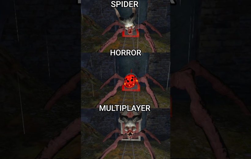 Three-panel meme showing a monstrous spider creature labeled Spider, Horror, Multiplayer.