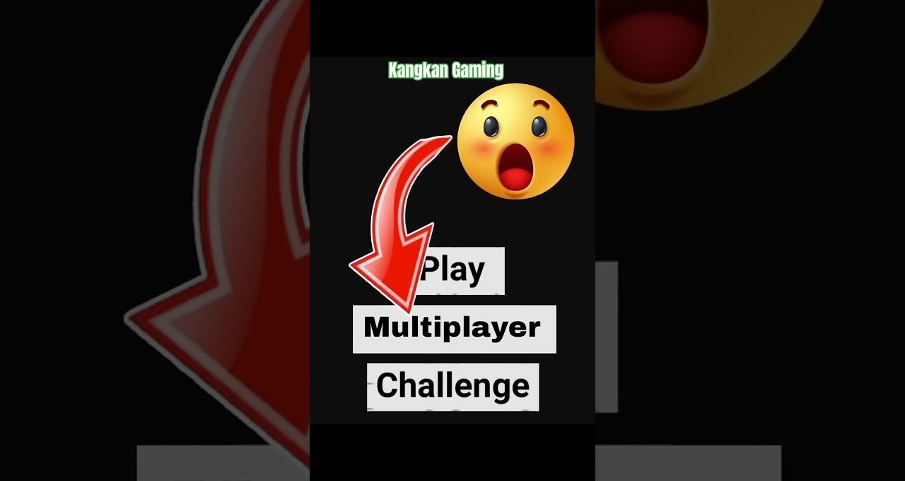 Mobile game menu showing Play, Multiplayer, Challenge buttons with red arrow and emoji