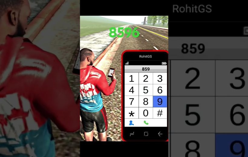 Man in red hoodie dialing numbers on a smartphone beside an empty road game scene