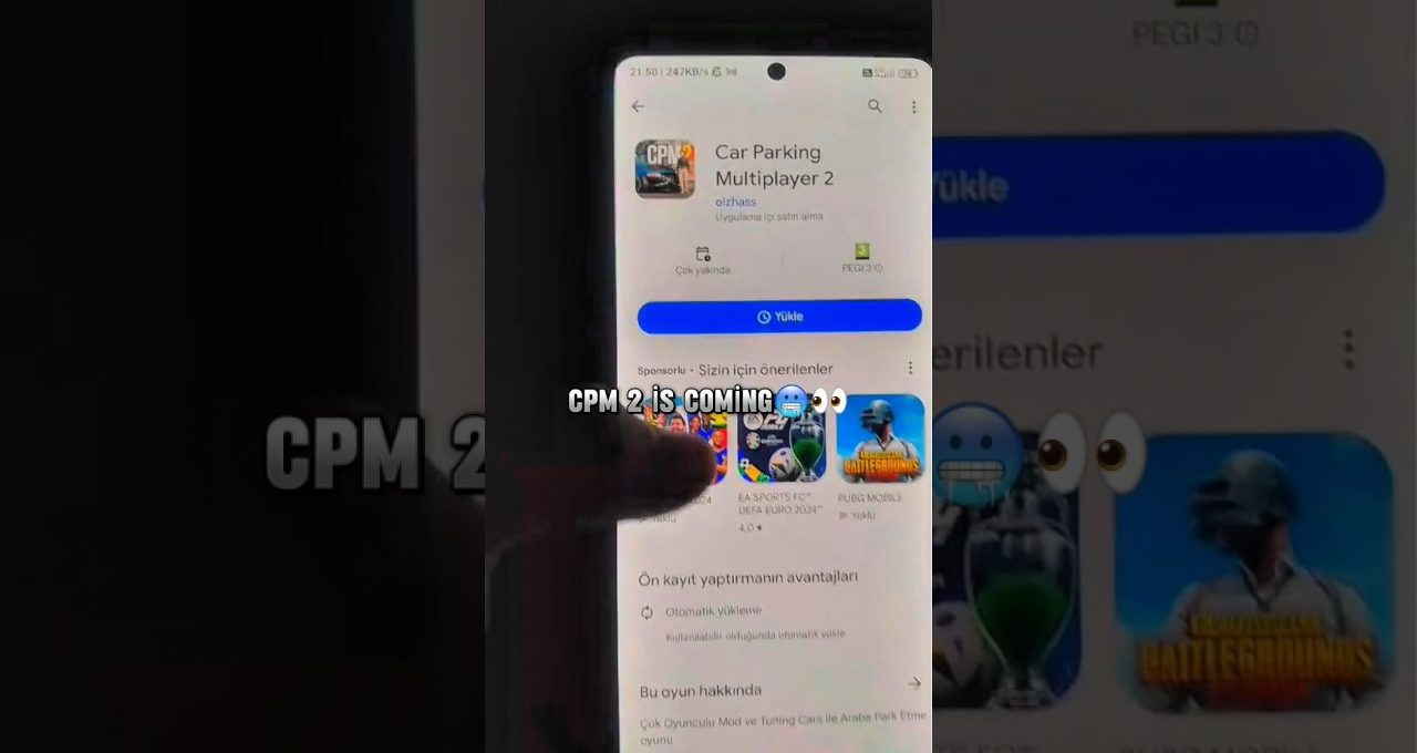 Smartphone screen showing Play Store page for "Car Parking Multiplayer 2" app.