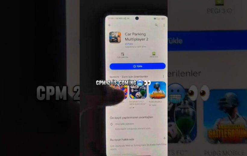 Smartphone screen showing Play Store page for "Car Parking Multiplayer 2" app.