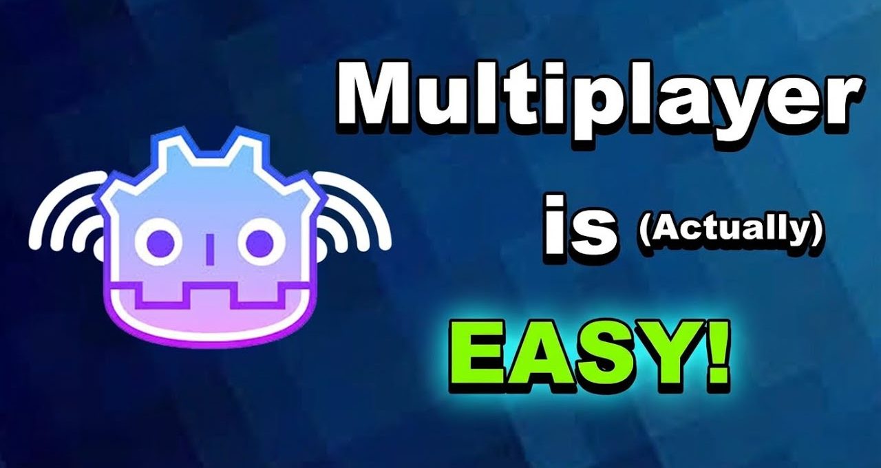 Cartoon robot logo with wireless signals beside bold text reading "Multiplayer is (Actually) EASY!"