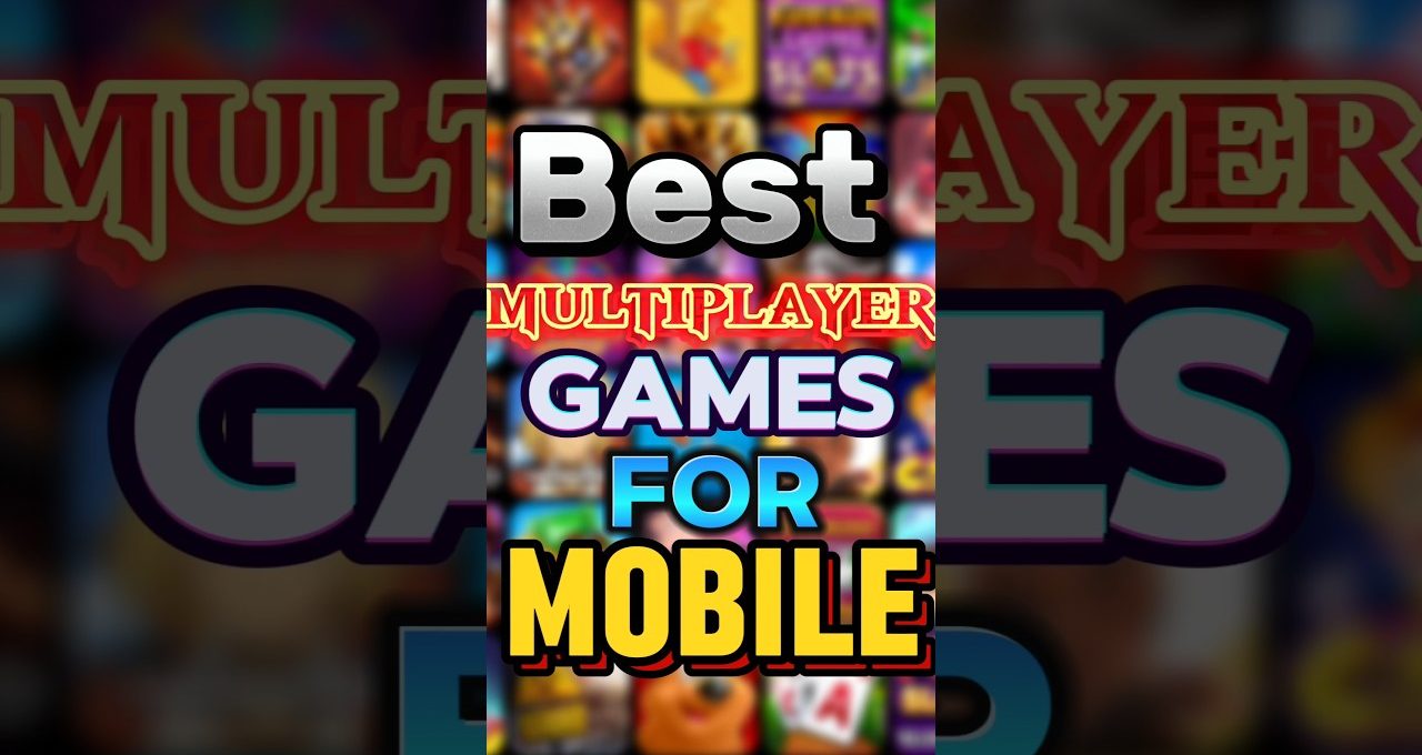 Bold colorful text reading "Best multiplayer games for mobile" over blurred game icons background