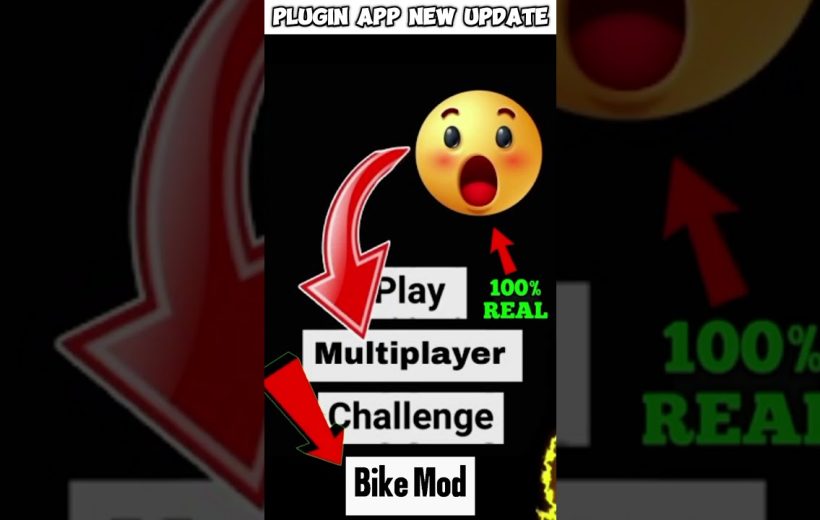 App screen showing Play, Multiplayer, Challenge buttons with red arrows and shocked emoji