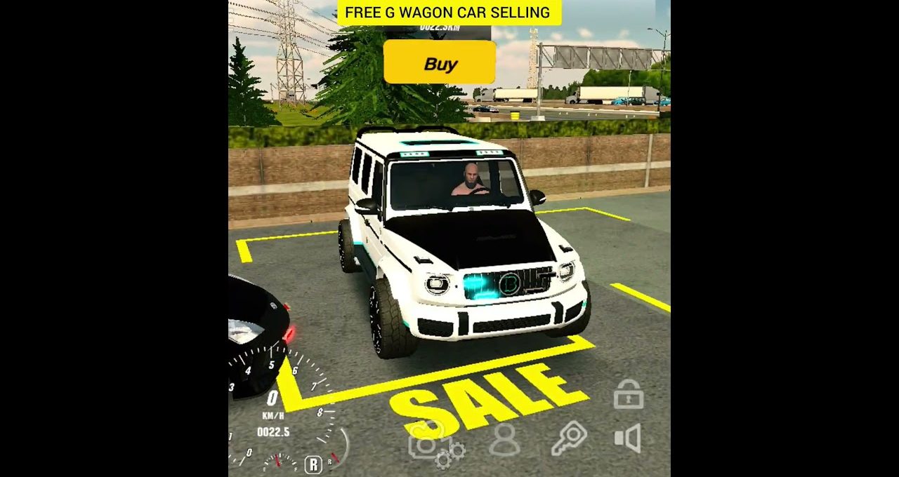 White off-road SUV parked in a marked "SALE" spot with driver inside.