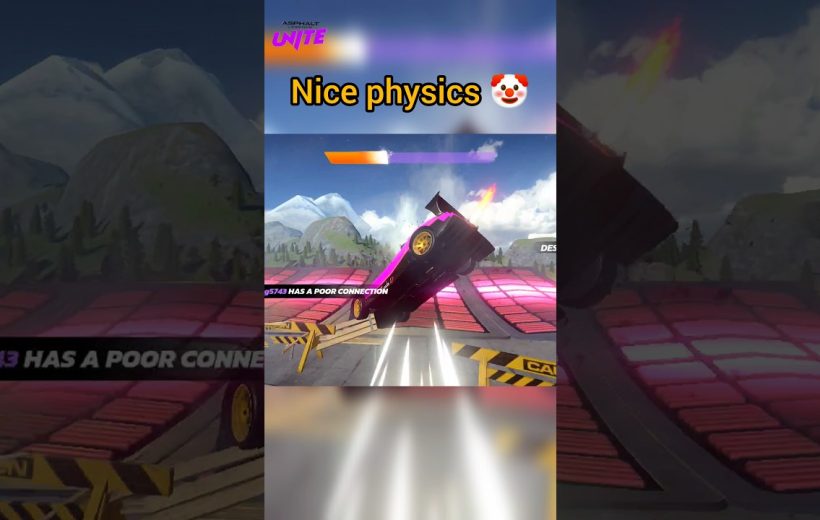 Purple sports car flipping over ramp in a neon stunt racing game crash scene