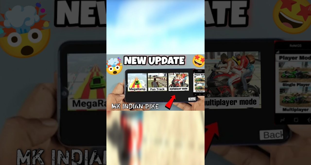 Smartphone screen showing a game menu announcing a "New Update" with modes.