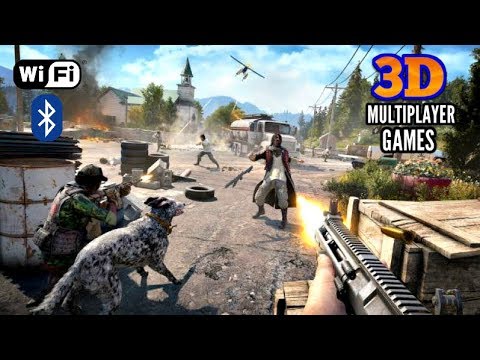 First-person shooter scene with player aiming rifle at zombies in rural town walkthrough