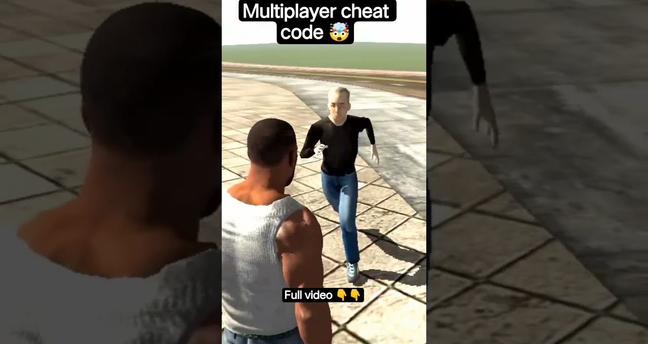 Two game characters facing each other on a tiled outdoor plaza, one approaching.
