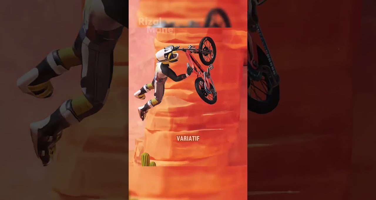 BMX rider performing a midair trick against an orange canyon background with cactus
