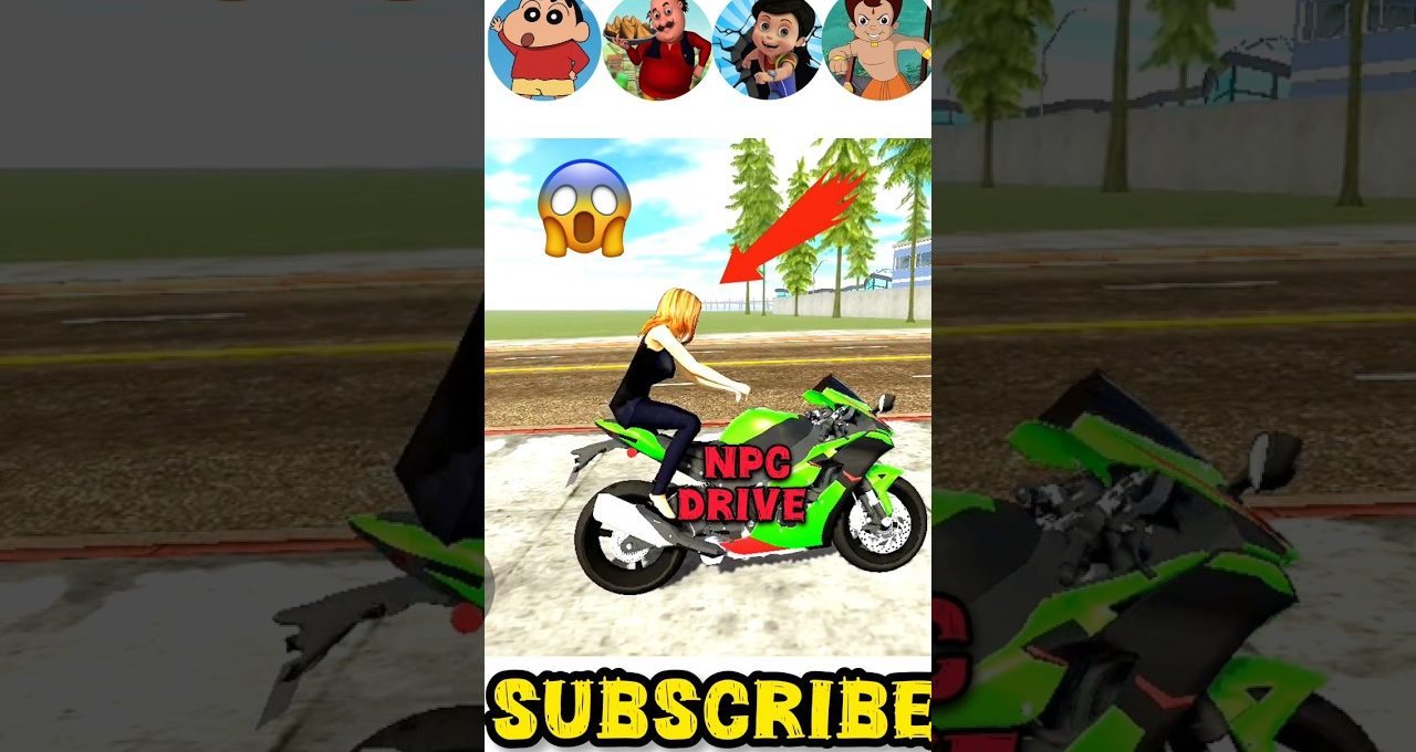 Woman riding a green sport motorcycle labeled "NPC DRIVE" beside a roadside.