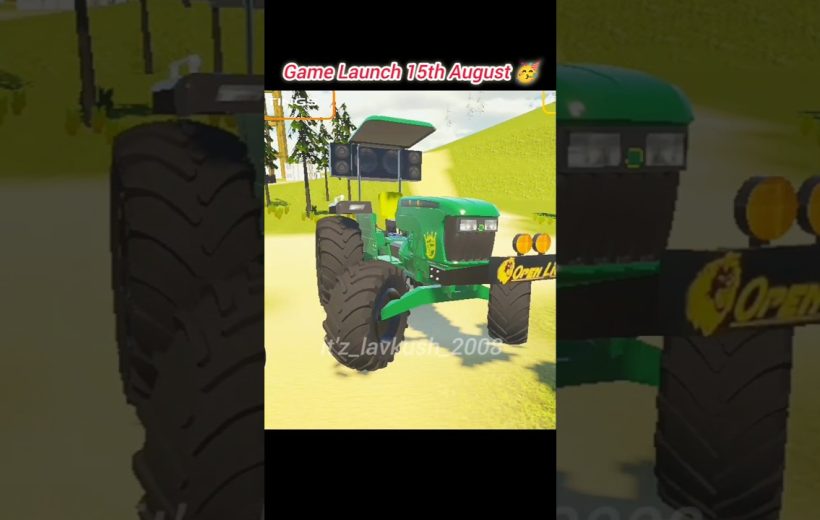 Green off-road tractor with oversized wheels driving on a hilly dirt path
