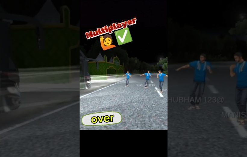 Three avatar characters dancing on a nighttime road in a multiplayer game scene