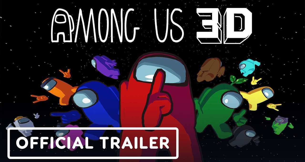 Colorful Among Us crewmates floating in space with red crewmate signaling silence.
