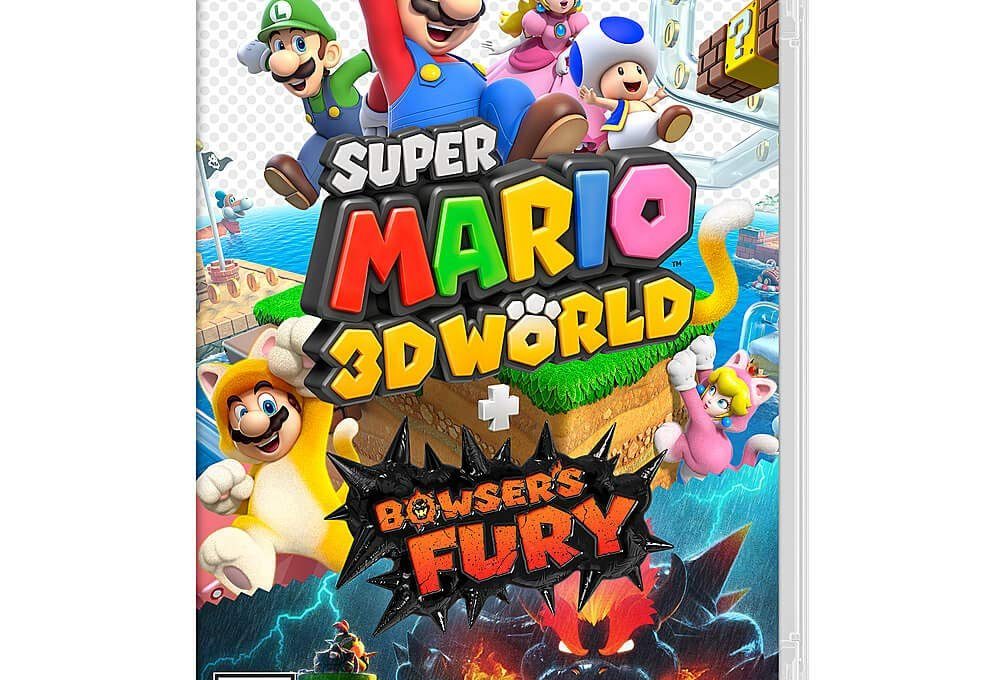 Colorful Super Mario 3D World plus Bowser's Fury game cover with characters.