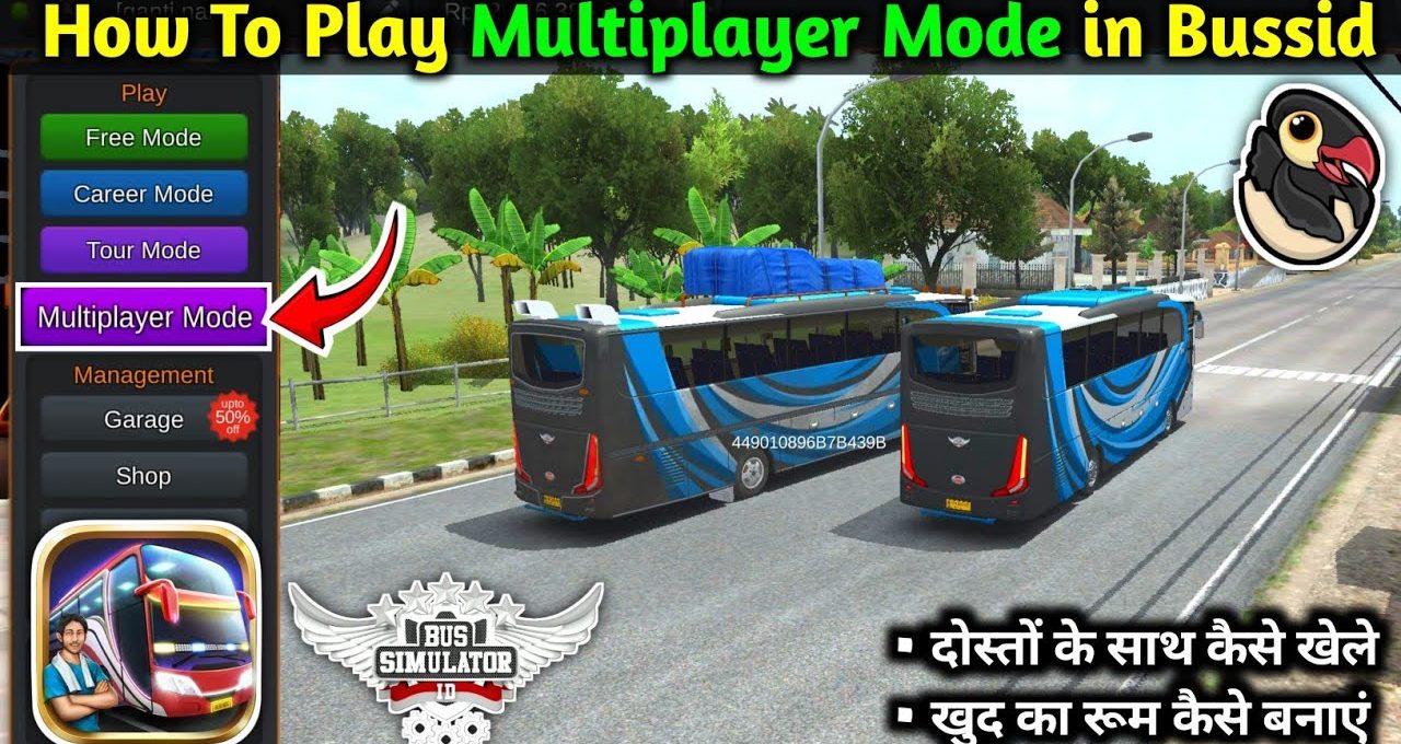 Two blue buses driving side-by-side on a suburban road in Bus Simulator game