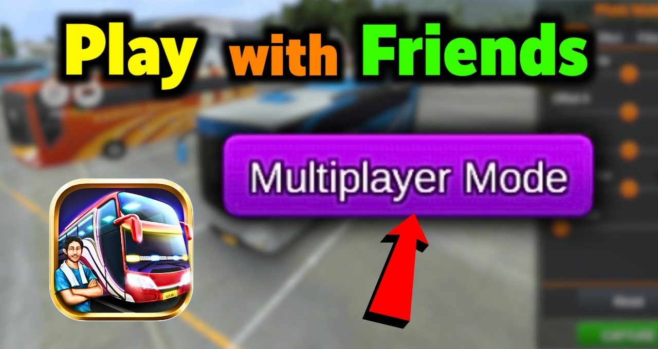 Bright thumbnail showing "Multiplayer Mode" button, buses, and "Play with Friends" text