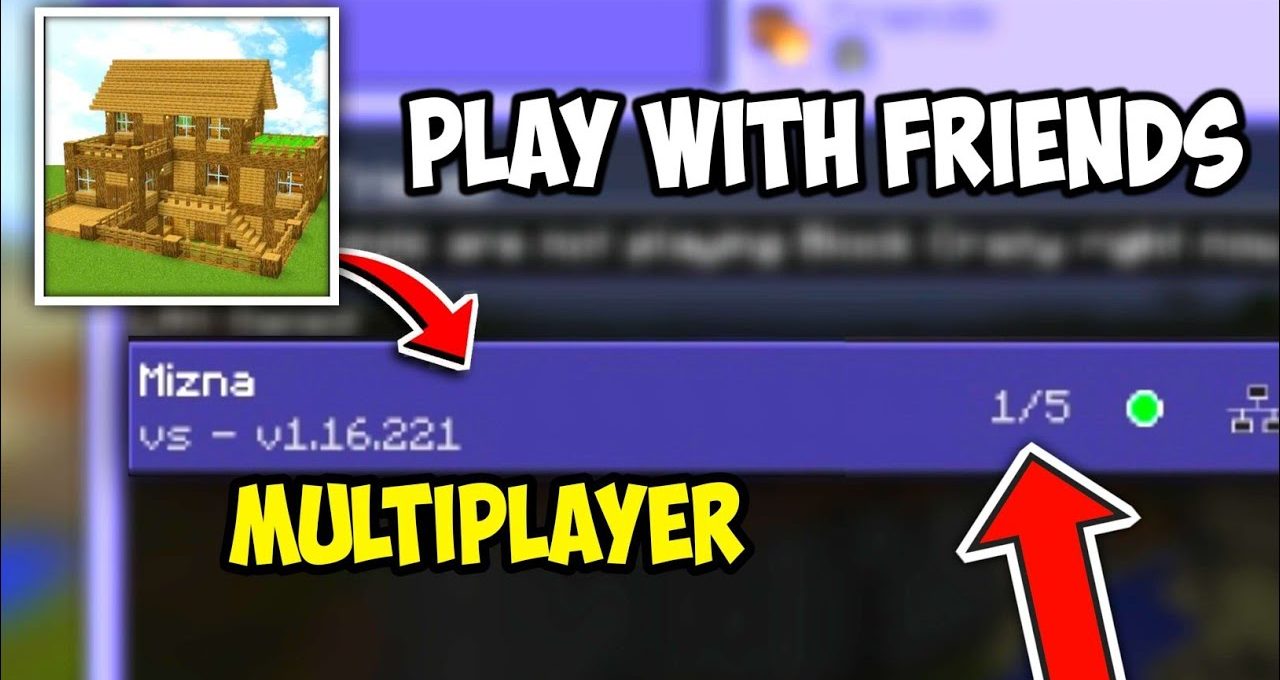 Minecraft server listing showing wooden house thumbnail, server name, and player count indicator
