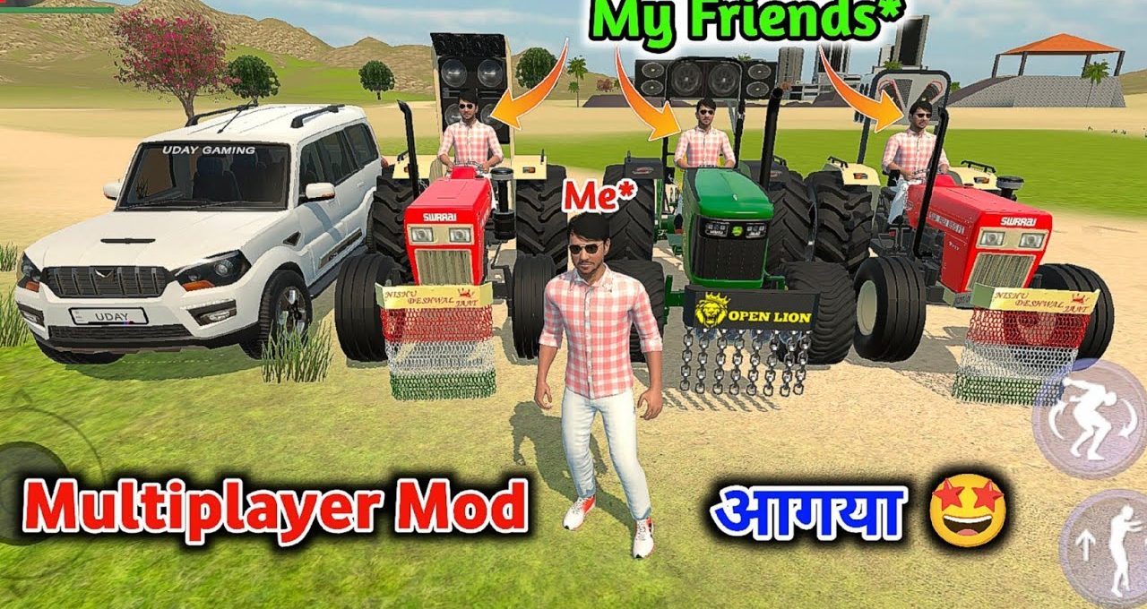 Man standing in front of four tractors and an SUV in a sunny field