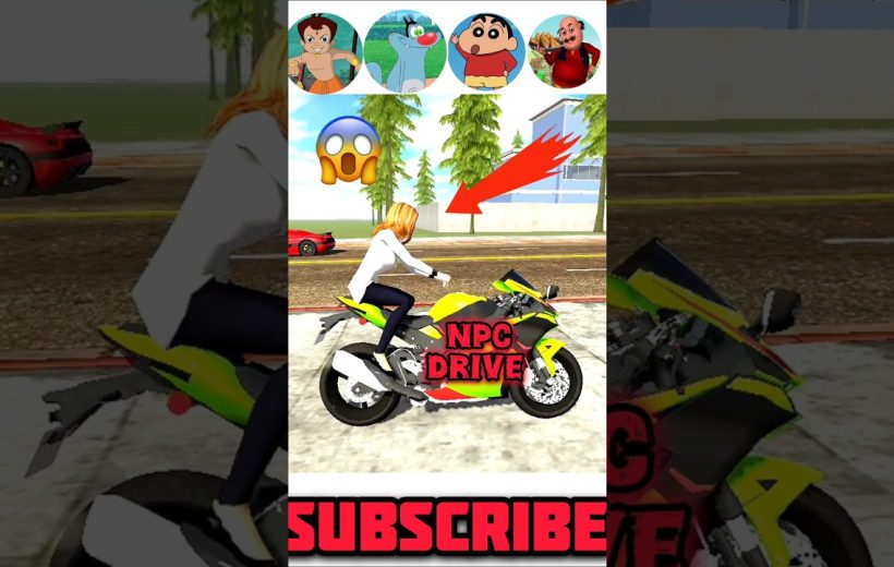 Woman riding a bright yellow sport motorcycle on a street with trees and buildings