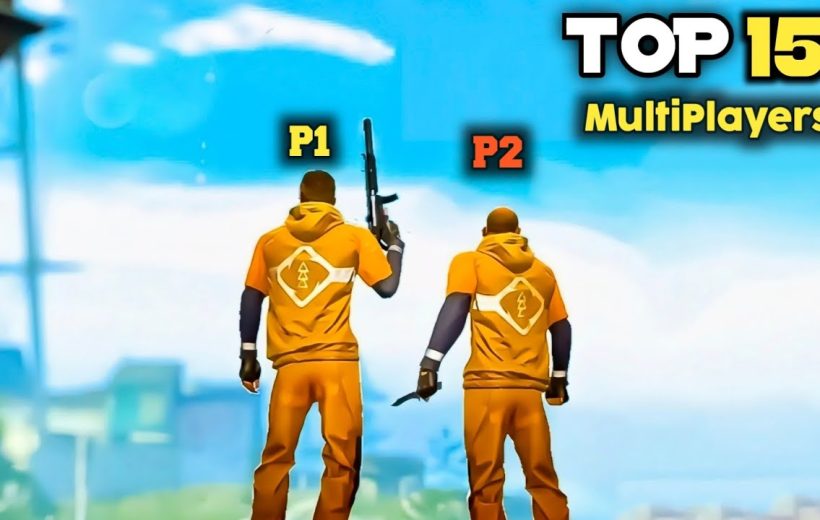 Two multiplayer game characters in orange outfits standing side by side with weapons