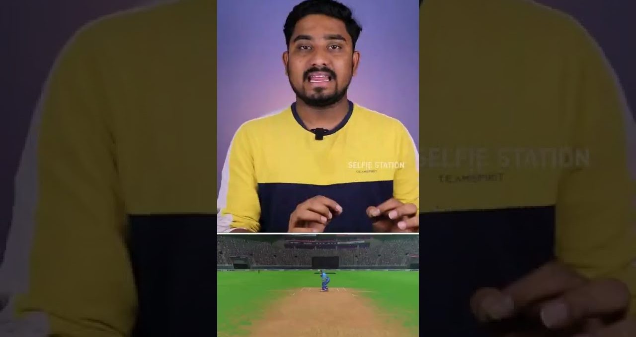Man in yellow shirt speaking on video with cricket match footage below him.