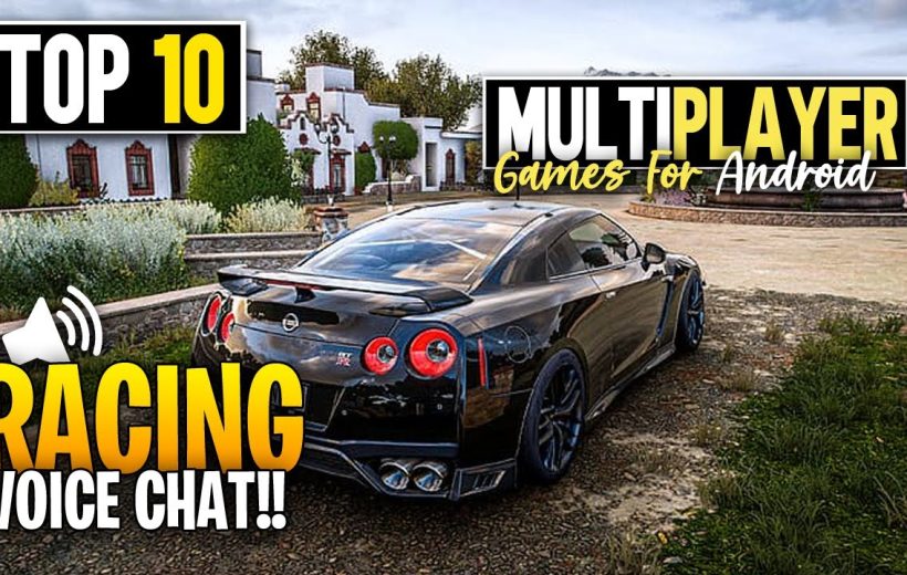 Black sports car parked on driveway in front of a villa, racing game thumbnail