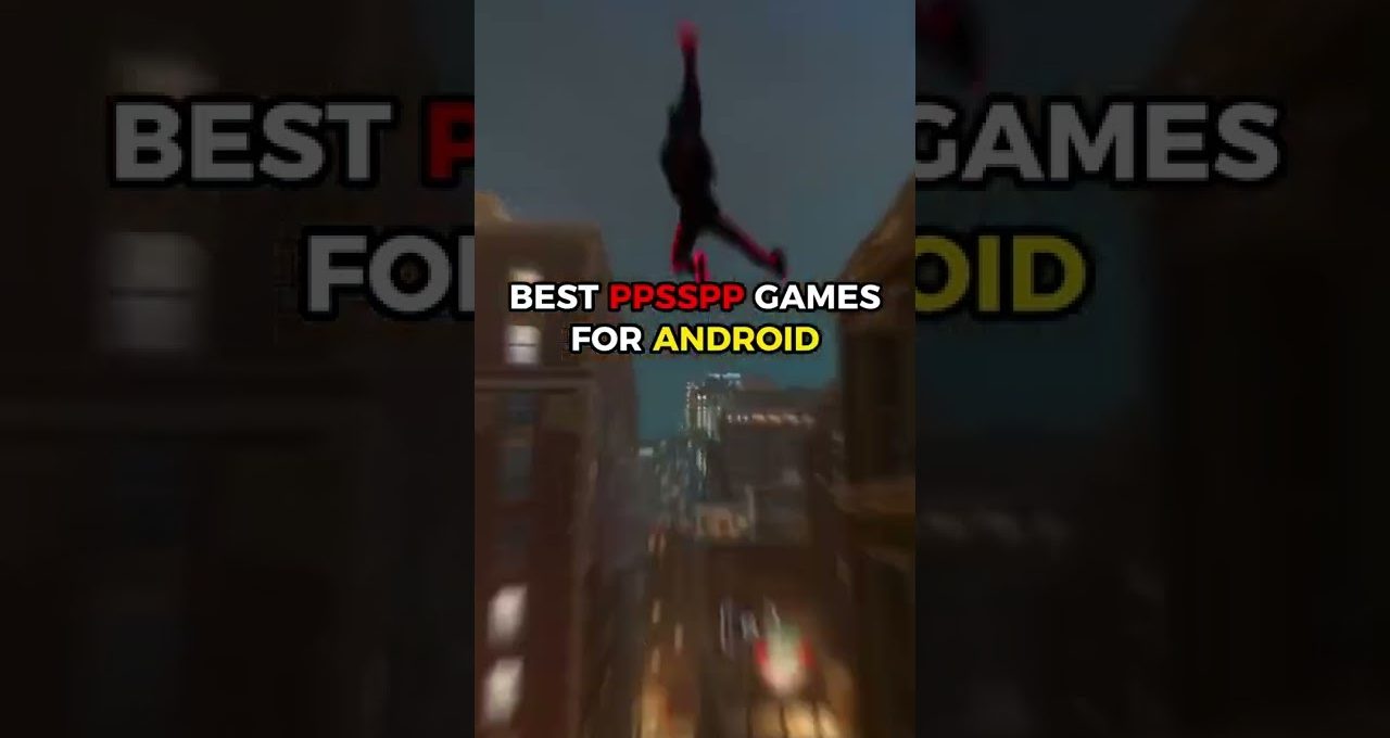 Spiderman-like character swinging through a city at night with bold text overlay.