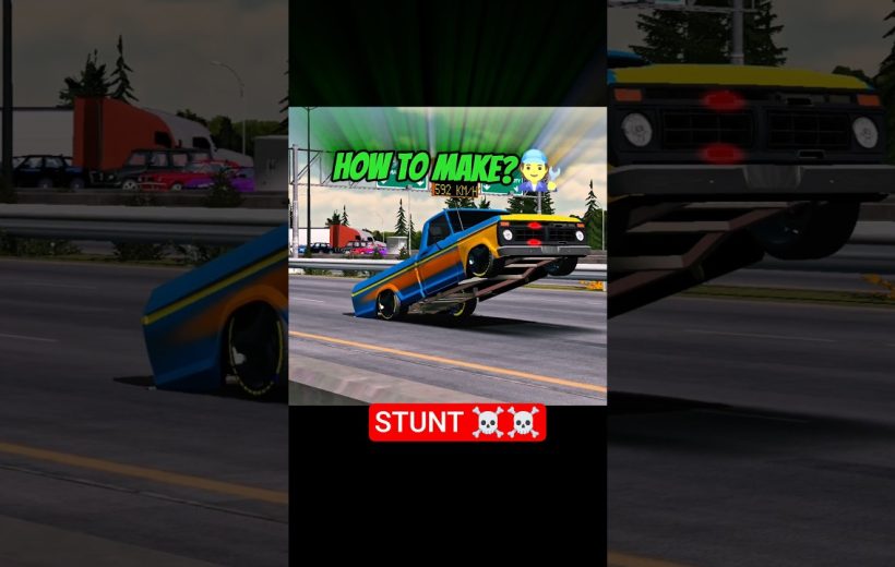 Lowrider pickup performing wheelie stunt on highway with colorful custom paint job