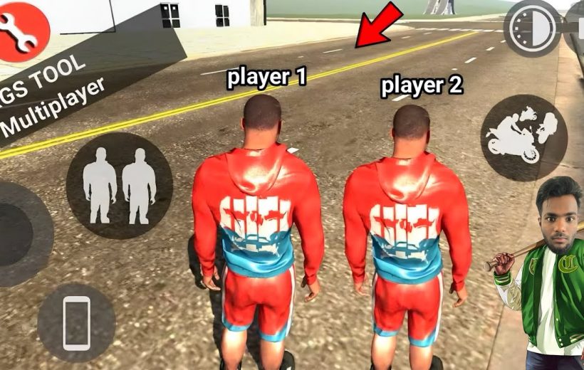 Two identical game avatars labeled "player 1" and "player 2" standing on road