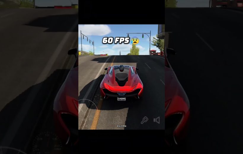 Red sports car driving uphill on a sunny road with "60 FPS" text overlay