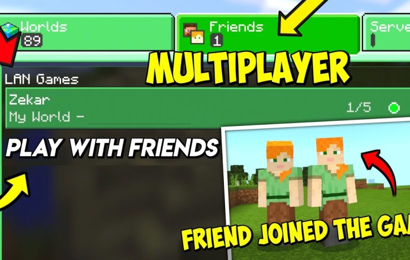 Minecraft multiplayer menu screenshot with "Play with Friends" text and two avatars
