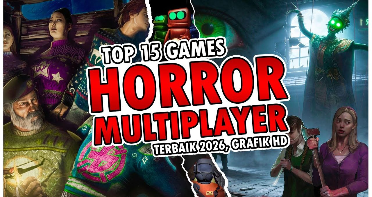 Collage thumbnail showing characters and monsters promoting top 15 multiplayer horror games.