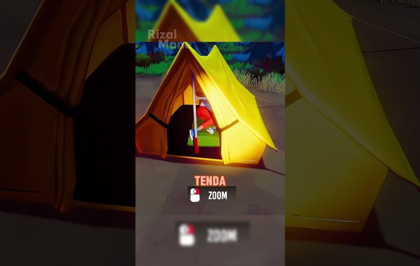 Bright yellow camping tent with a person sleeping inside on a green mat