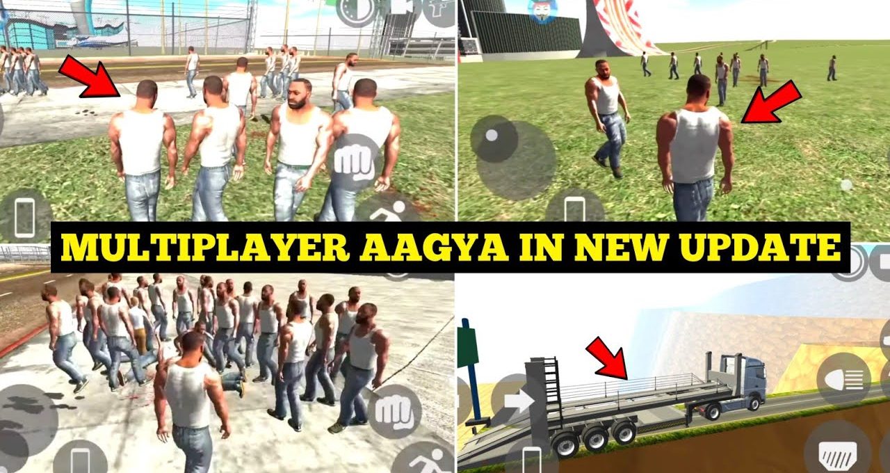 Game screenshots showing multiple identical male avatars in white tanks and open fields.