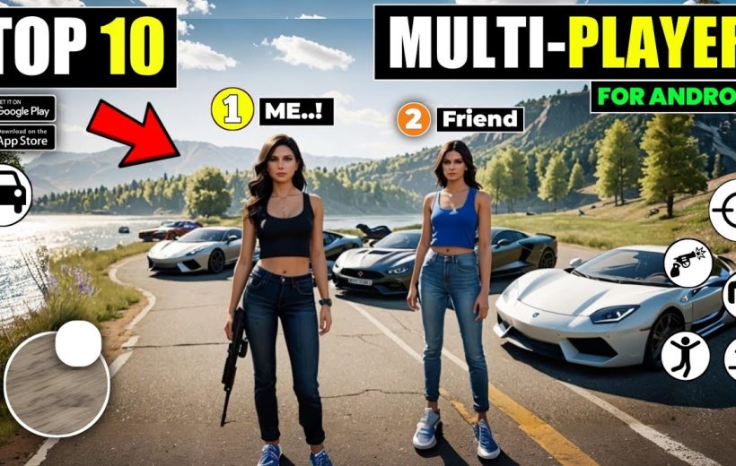 Two women standing on a lakeside road with sports cars and mountains behind them
