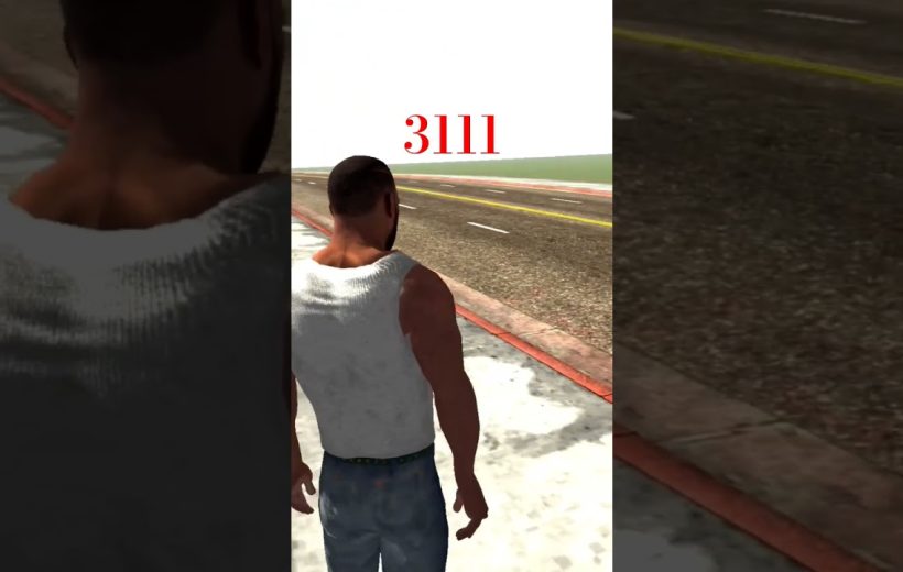 Male character in white tank top standing on sidewalk beside a quiet road with "3111" text