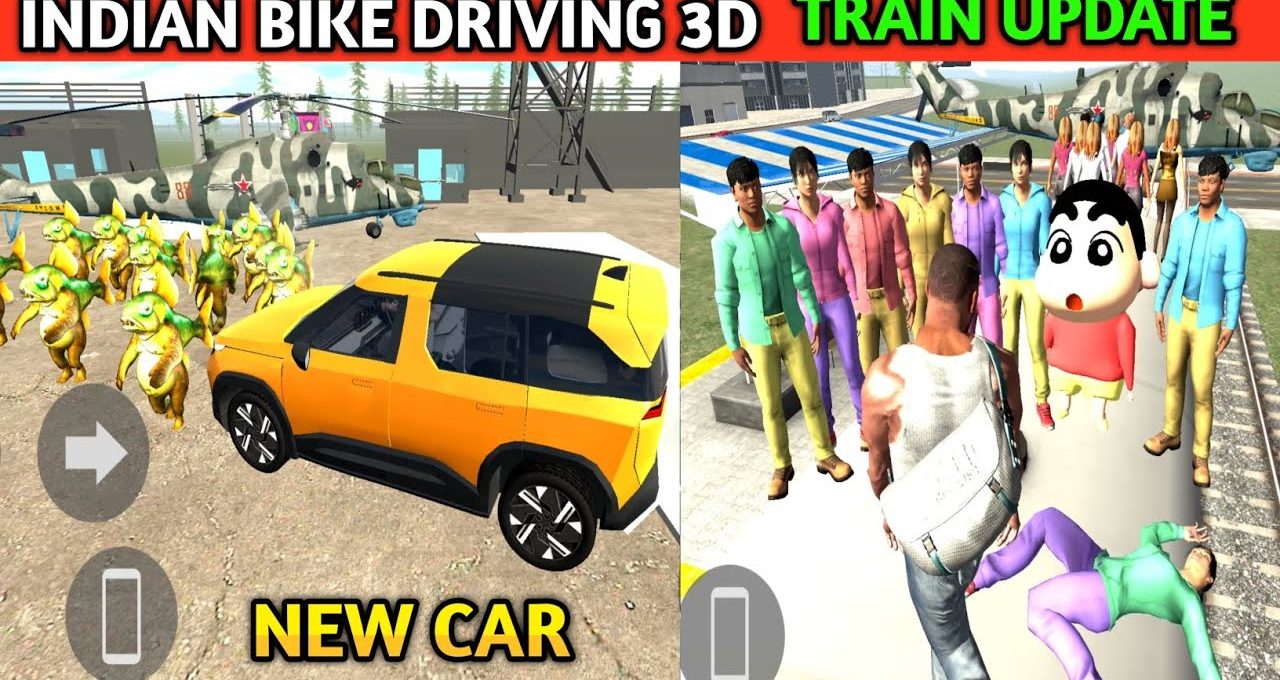Bright yellow SUV parked near toy soldiers and animated characters at airfield game scene