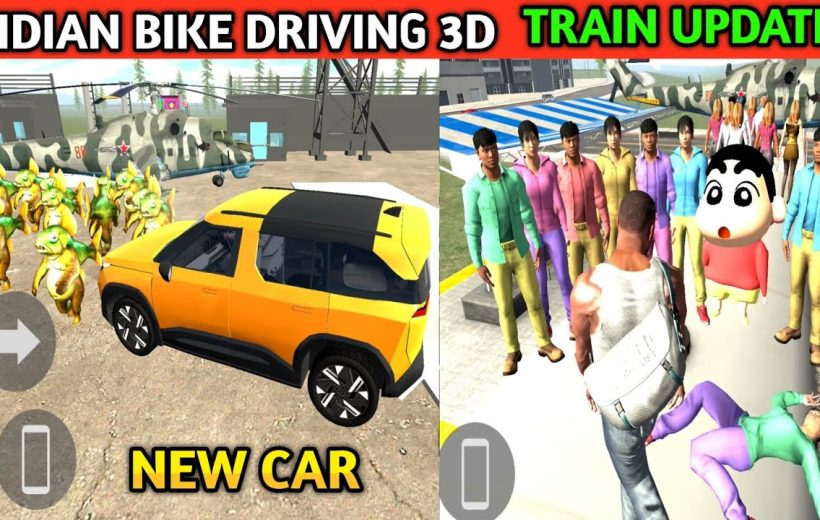 Bright yellow SUV parked near toy soldiers and animated characters at airfield game scene