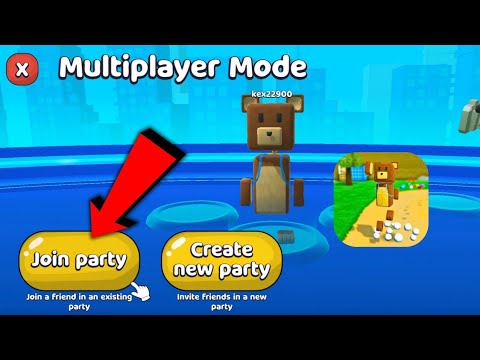 Multiplayer mode screen showing a bear avatar and highlighted "Join party" button