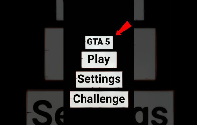 Mobile game menu with options labeled "GTA 5", "Play", "Settings", and "Challenge"
