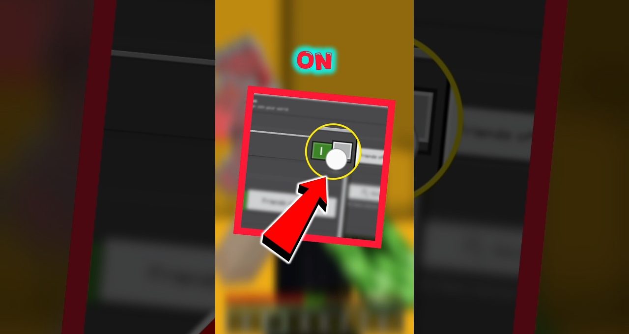 Red arrow pointing to a toggle switch turned on inside a highlighted software settings panel