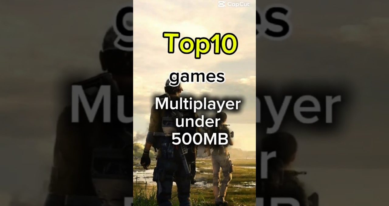 Two armed characters walking across a marsh with text "Top10 games Multiplayer under 500MB"